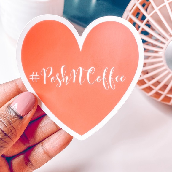 #PoshNCoffee Pink Heart Clear Sticker - Picture 4 of 4